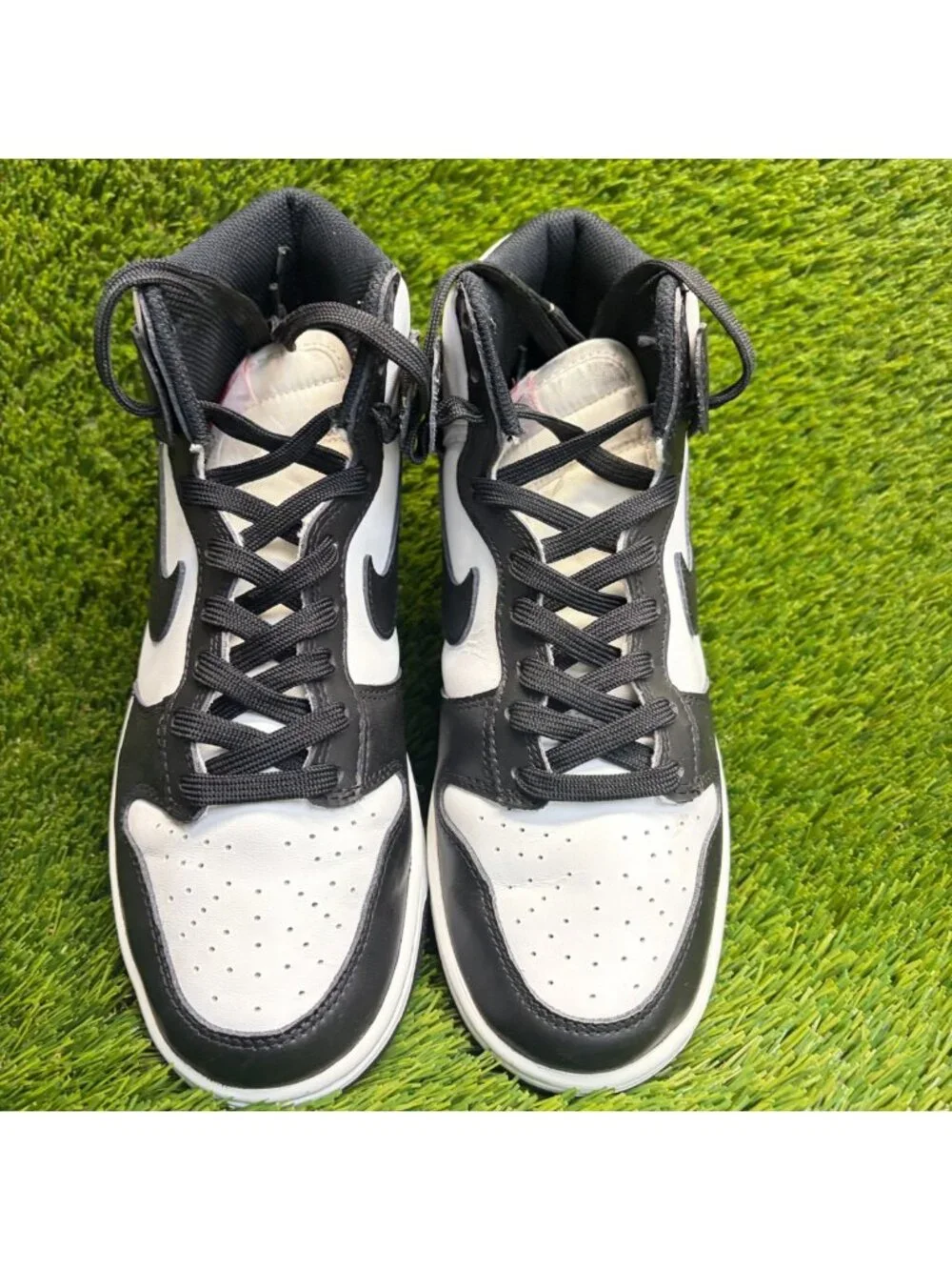 Nike Dunk High Womens Size 8 White Black Athletic Walking Leather Shoes Sneakers
